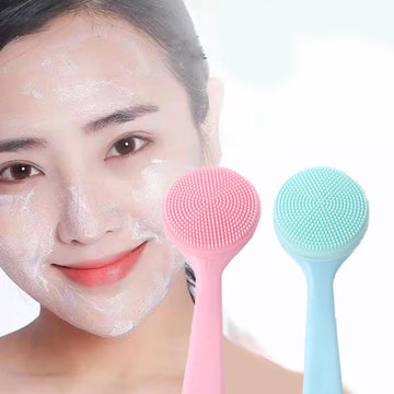 Double-Sided Silicone Facial Cleanser Brush – Soft Hair, Blackhead Remover, and Face Massage Tool