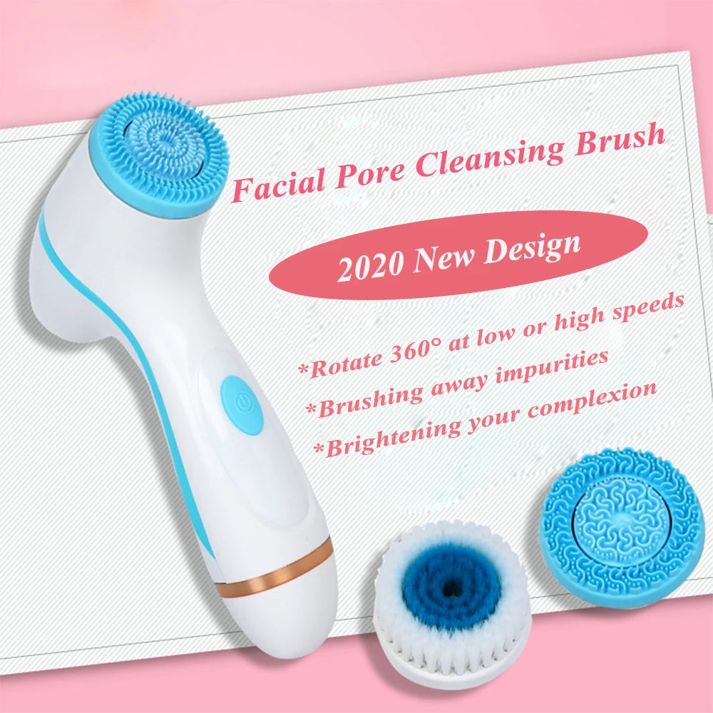 Sonic Facial Cleansing Brush Set – Nu Face Spin Brush & Galvanic Spa System for Deep Cleaning and Blackhead Removal