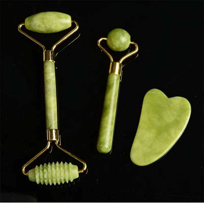 Natural Gua Sha Jade Stone Roller – Facial and Body Massager for Women