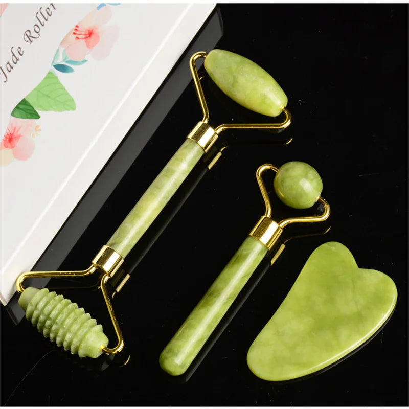 Natural Gua Sha Jade Stone Roller – Facial and Body Massager for Women