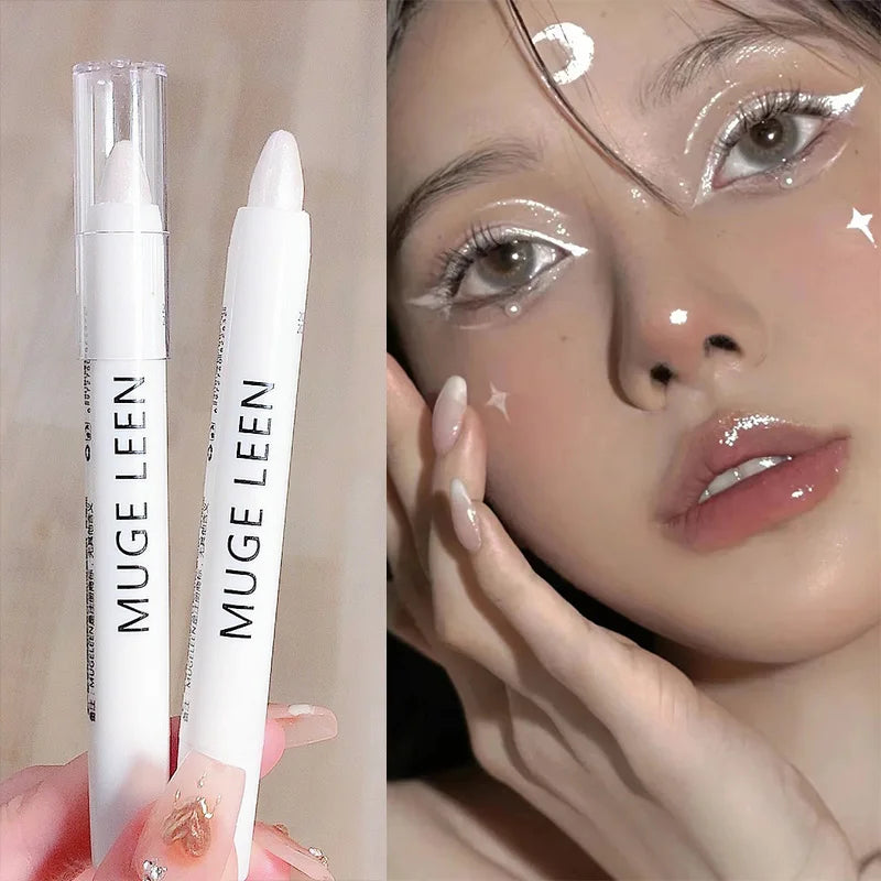 Brightening Flash Highlighter Eyeshadow Stick – Pearl Matte White Eyeliner Pencil for Waterproof Eye Makeup