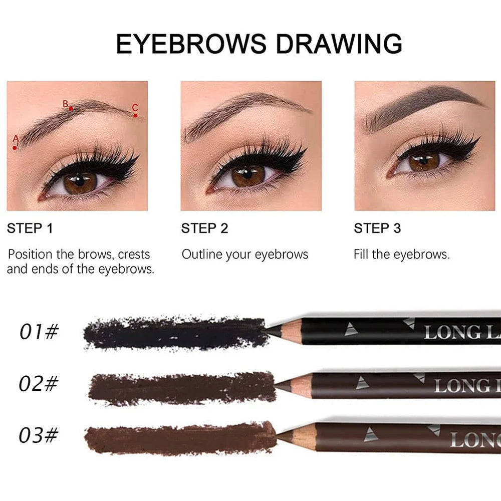 "6PCS Eyebrow Eyeliner Pencils – Waterproof, Long-Lasting, Natural Black & Brown