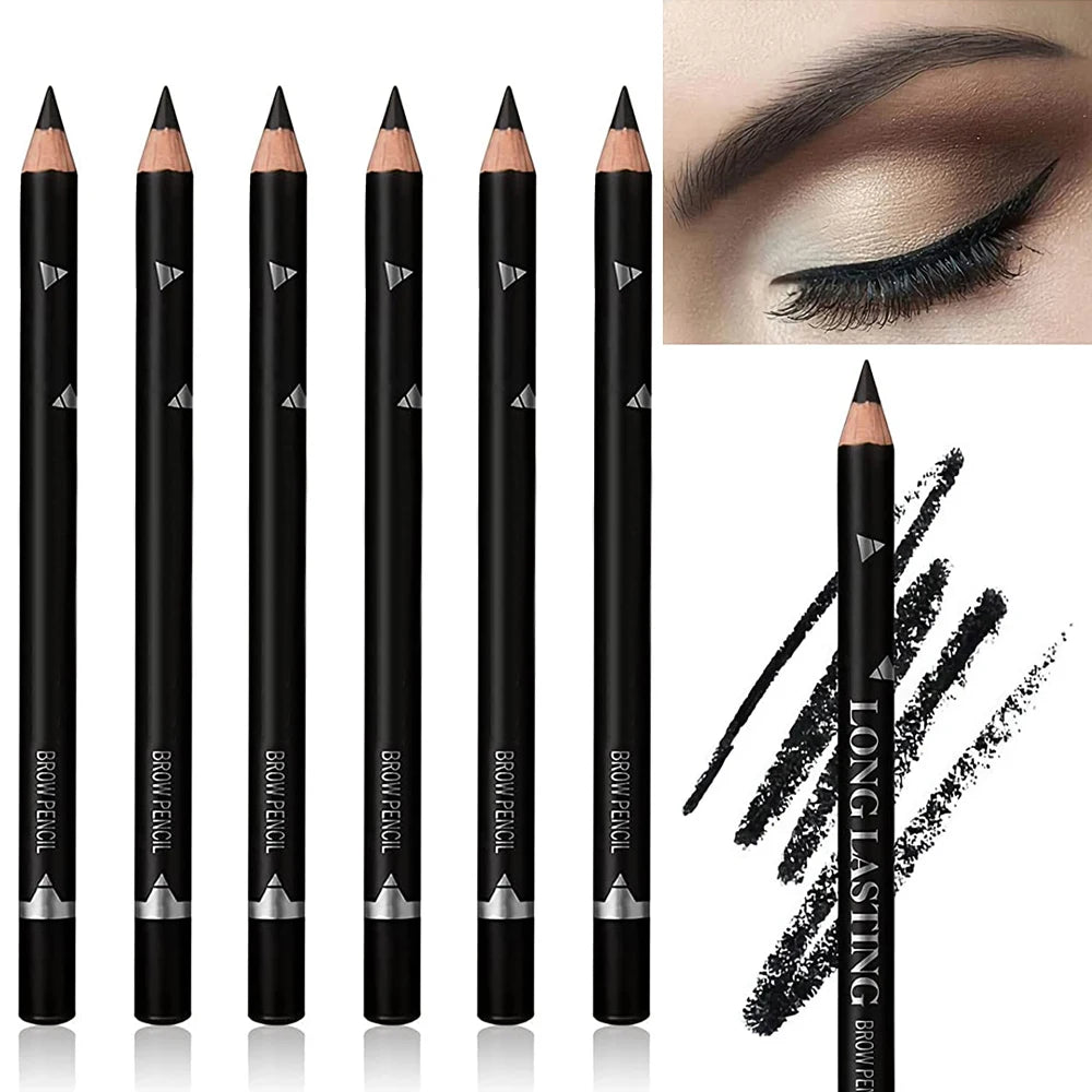 "6PCS Eyebrow Eyeliner Pencils – Waterproof, Long-Lasting, Natural Black & Brown