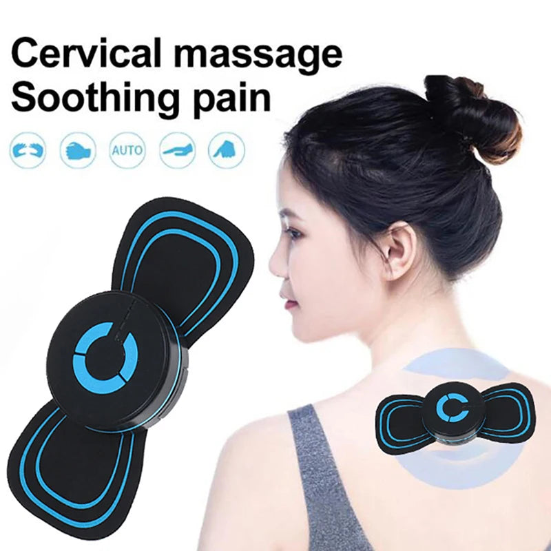 Mini Electric Pulse Neck Massager | Cervical & Waist Stimulator for Body Pain Relief, Relaxation & Fitness